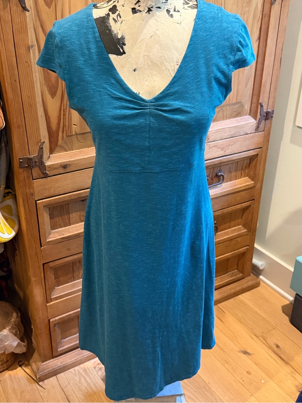 $2-4-1! Flattering Toad&Co (Horny Toad) Teal & Salmon Rosemarie V-Neck Dresses